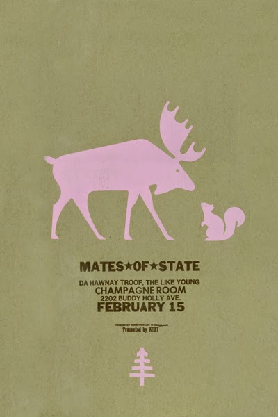 Gig poster diseñado por Dirk Fowler para Mates of State