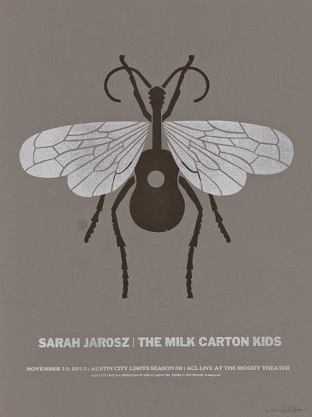 Gig Poster diseñado por Dirk Fowler para Sarah Jarosz y The Milk Carton Kids